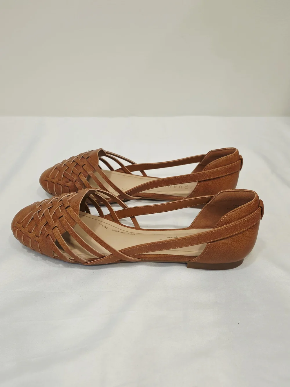 Journee Collection Ekko Women's Tan Woven Slingback Flats US Wide Size 9